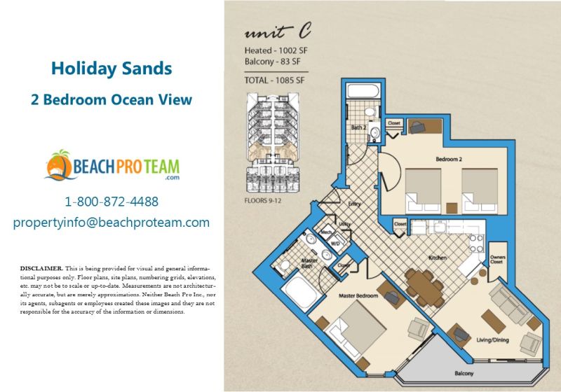 Holiday Sands Floor Plan C - 2 Bedroom Ocean View